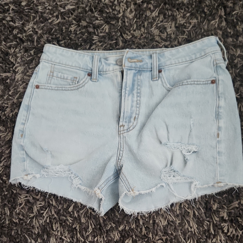 Old Navy Light Blue Jean Shorts Distressed Cut-Off Style!